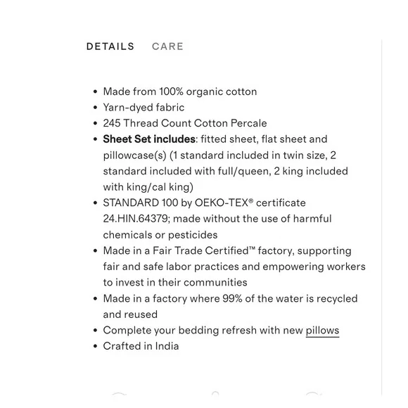 Quince Classic Organic Percale Gingham Sheet Set Cal King Size Cafe 100% Cotton - Picture 2 of 5